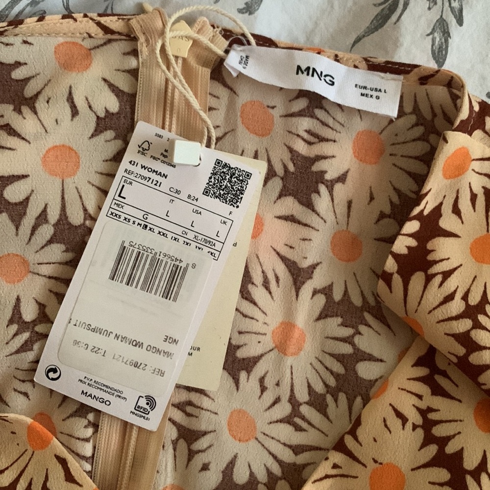 MANGO - Floral Jumpsuit - Orange - Picture 9 of 12
